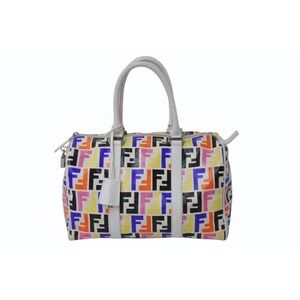 FENDI handbag leather multicolored white Zucca
